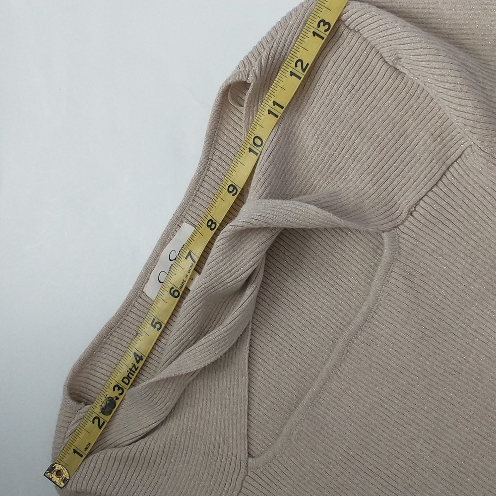 NWT Jessica Simpson Stylish Cream Pull-On Cut-Out Twist-Front Sweater. Size-L - Picture 14 of 16